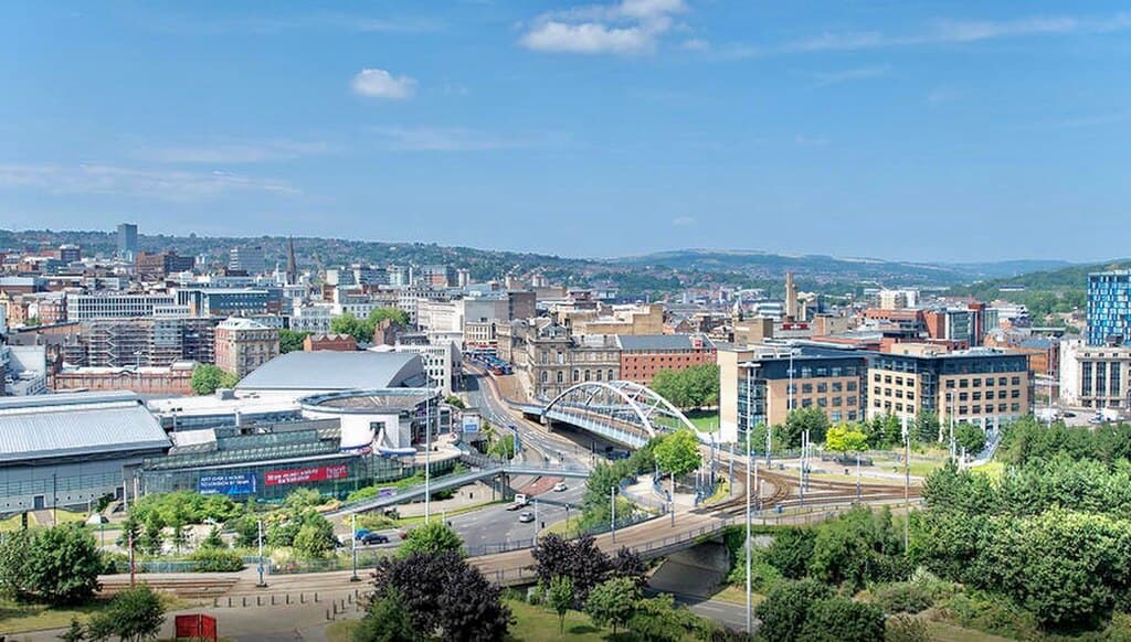 Sheffield city skyline — Eco Heat Surge covers north Sheffield including Chapeltown, High Green, Ecclesfield and Stocksbridge